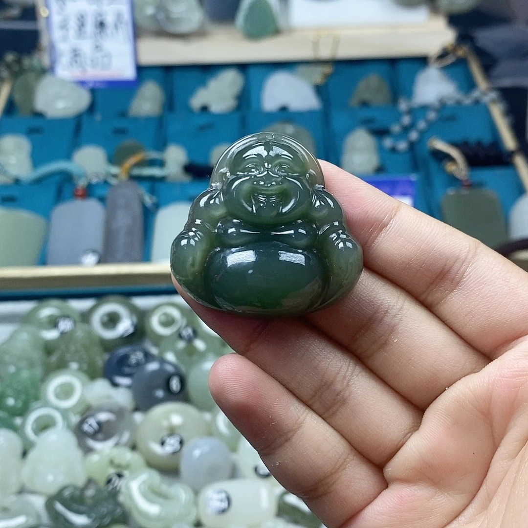 和田玉未镶嵌颈饰佛公35mm