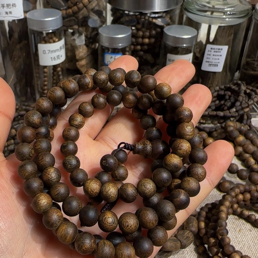 沉香手串海南黑棋0.8沉水浮