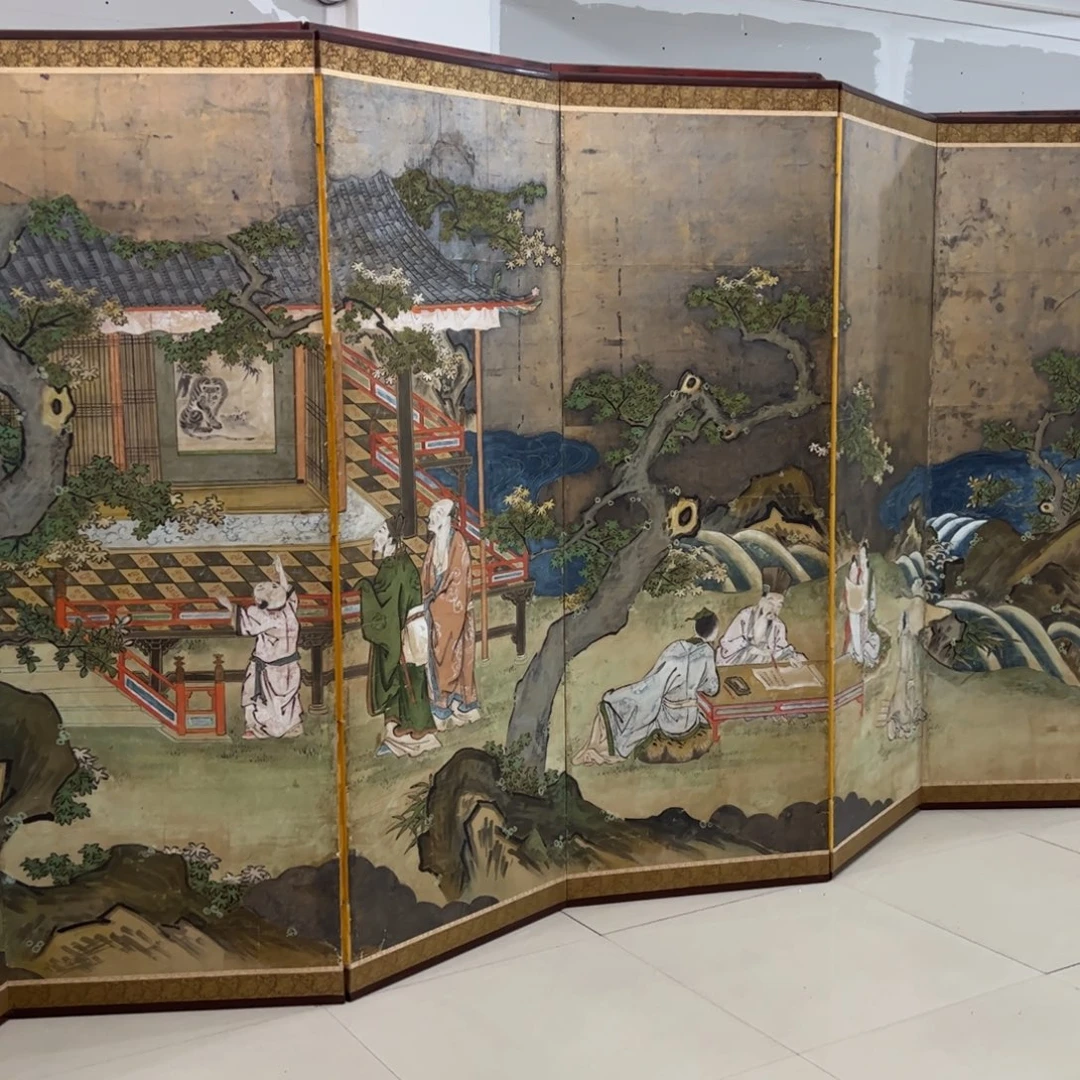 绘画屏风框画茶空间设计