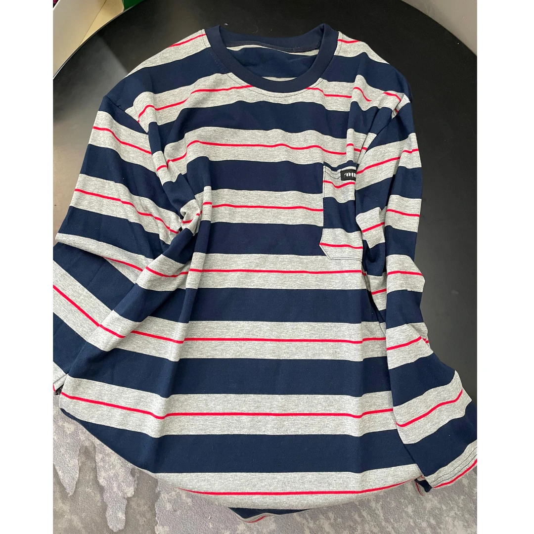 《An ni》【MM】夏季新品时尚轻薄宽松长袖圆领条纹打底上衣Ani-C239