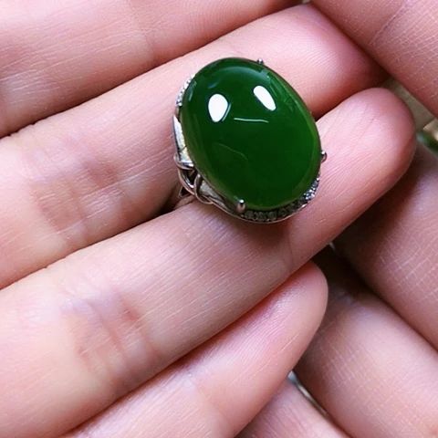 和田玉银S925镶嵌戒指