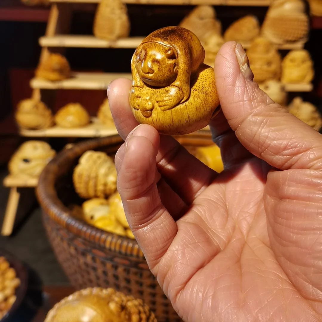 竹竹雕把件金蟾摆件配饰