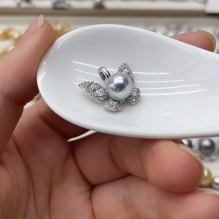 海水珍珠银S925镶嵌吊坠(不含链)