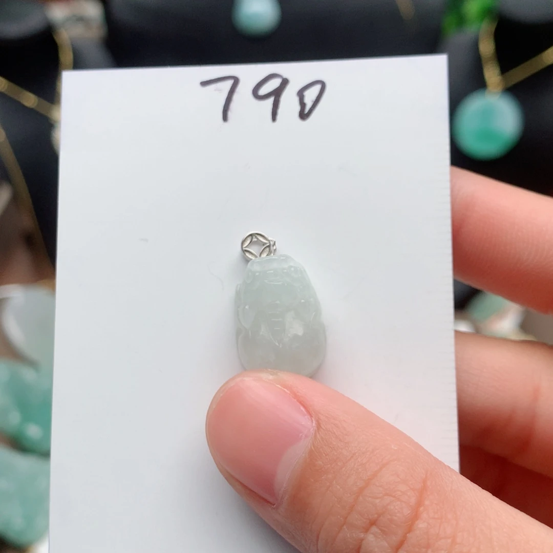 翡翠颈饰银S925镶嵌文*白吊坠