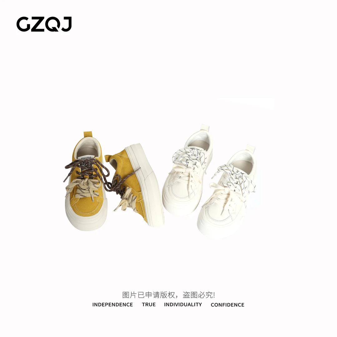 广州琴姐  时尚复古鸳鸯鞋带厚底增高百搭运动休闲德训板鞋22888
