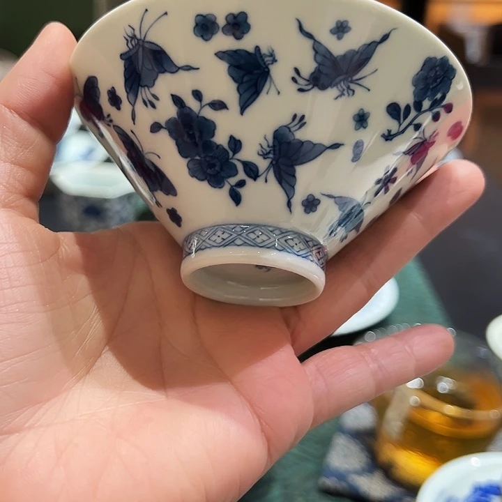 钟家窑易修百蝶斗笠杯