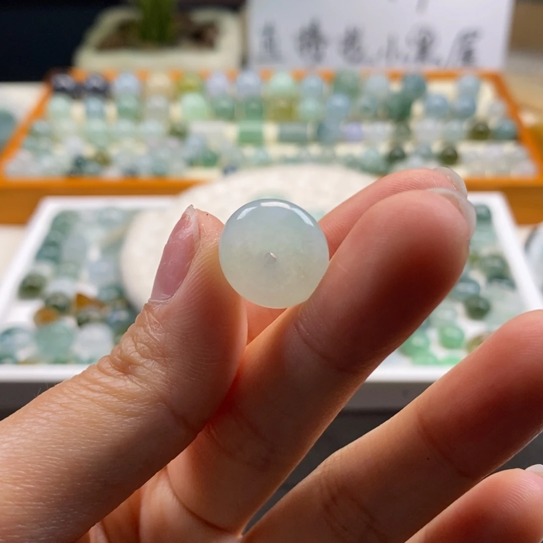 翡翠散珠?***姐天然翡翠平安扣14.5×5.6