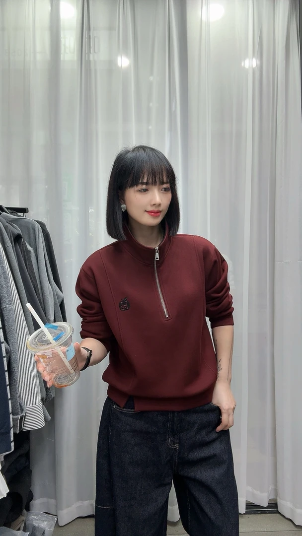 A40加厚长袖加厚立领连帽打底上衣加绒翻领百搭秋冬