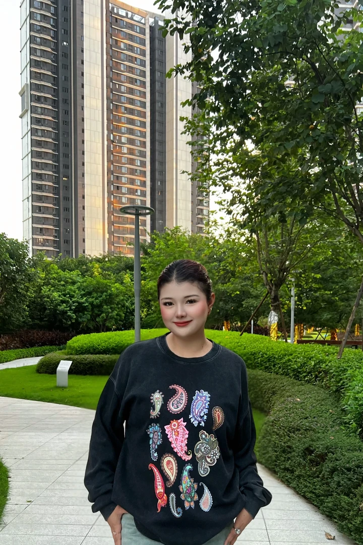 (已登记版权卫衣)彩色badam花民族风情侣款新疆包邮秋冬款卫衣