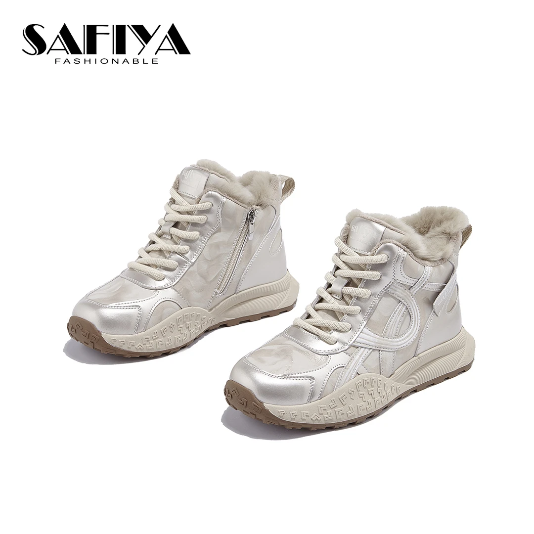 索菲娅Safiya2025冬季新款小短靴百搭时尚休闲保暖女鞋SFD4118B80