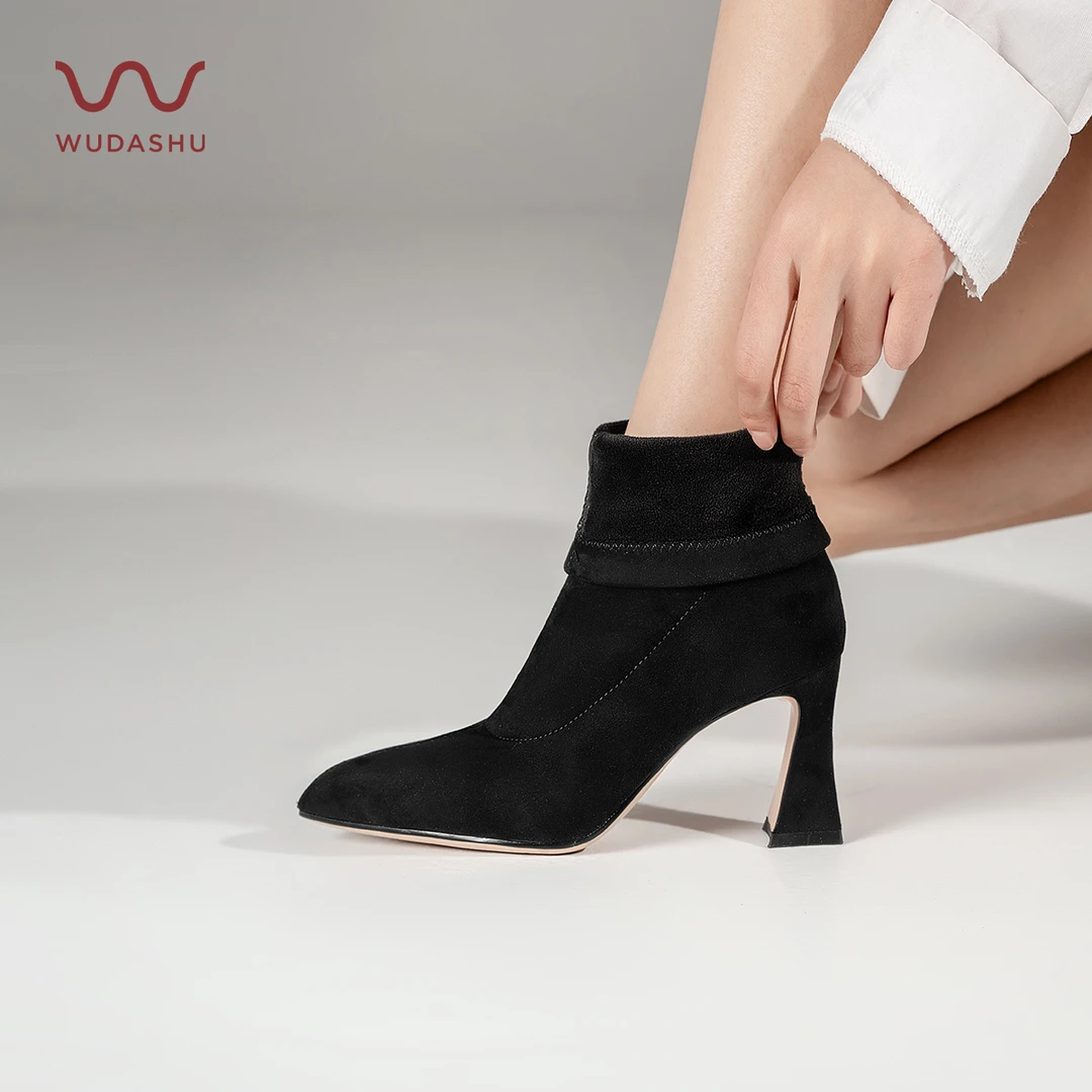 【加绒款】弹力瘦瘦靴8CM粗跟稳固好走路高跟靴