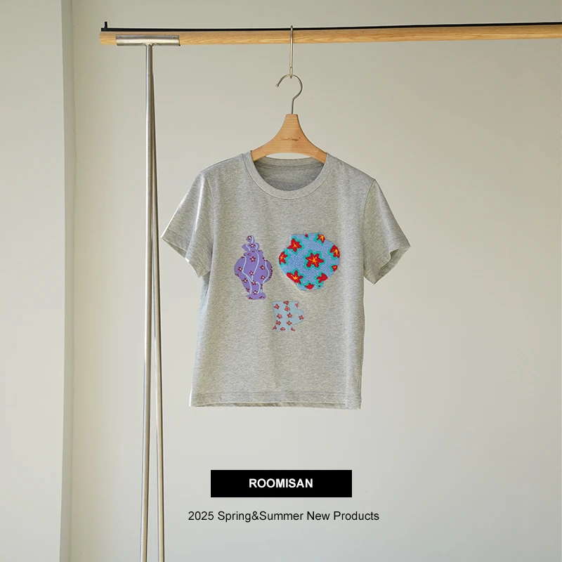 ROOMISAN【25SS/长绒棉立体毛巾绣印花短袖T恤】25048
