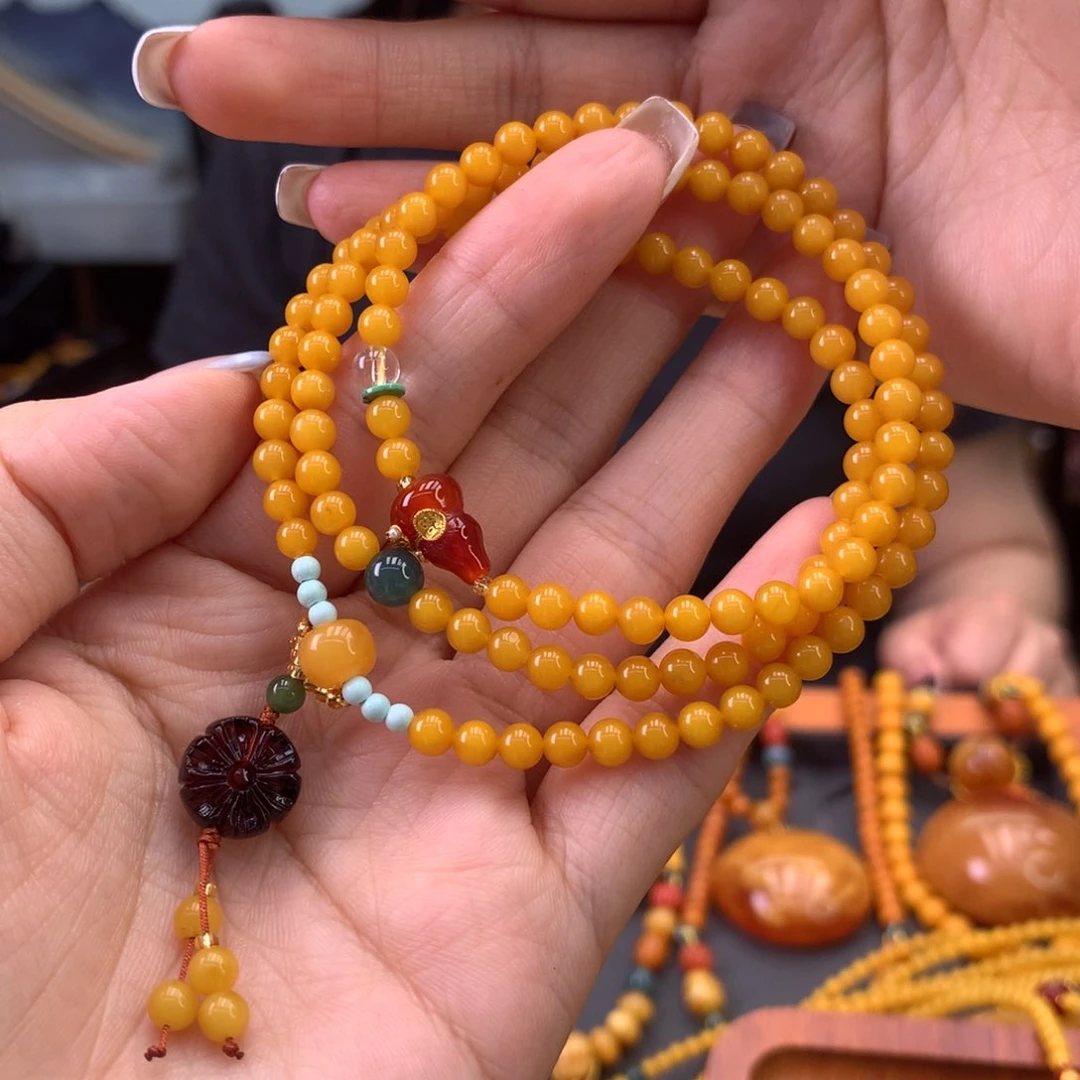 未镶嵌蜜蜡手串多样性发