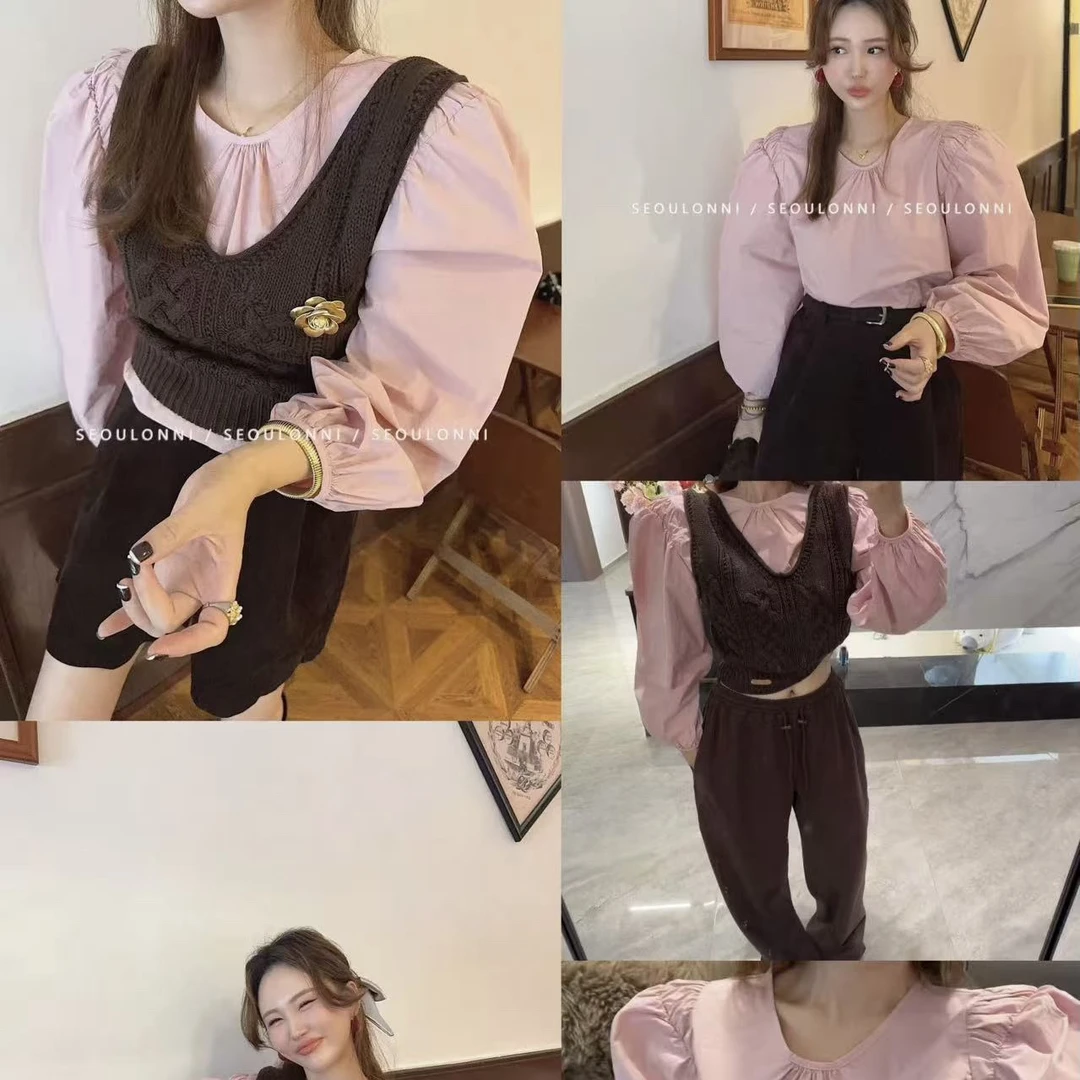 秋冬新款通勤文艺性感V领麻花纹针织设计感抹胸上衣