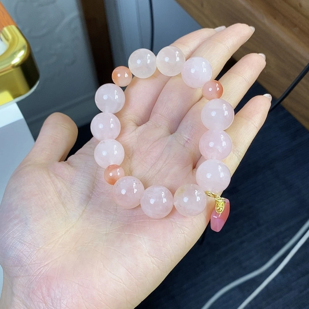 未镶嵌水晶手链粉水晶马粉设计师款呃粉嫩