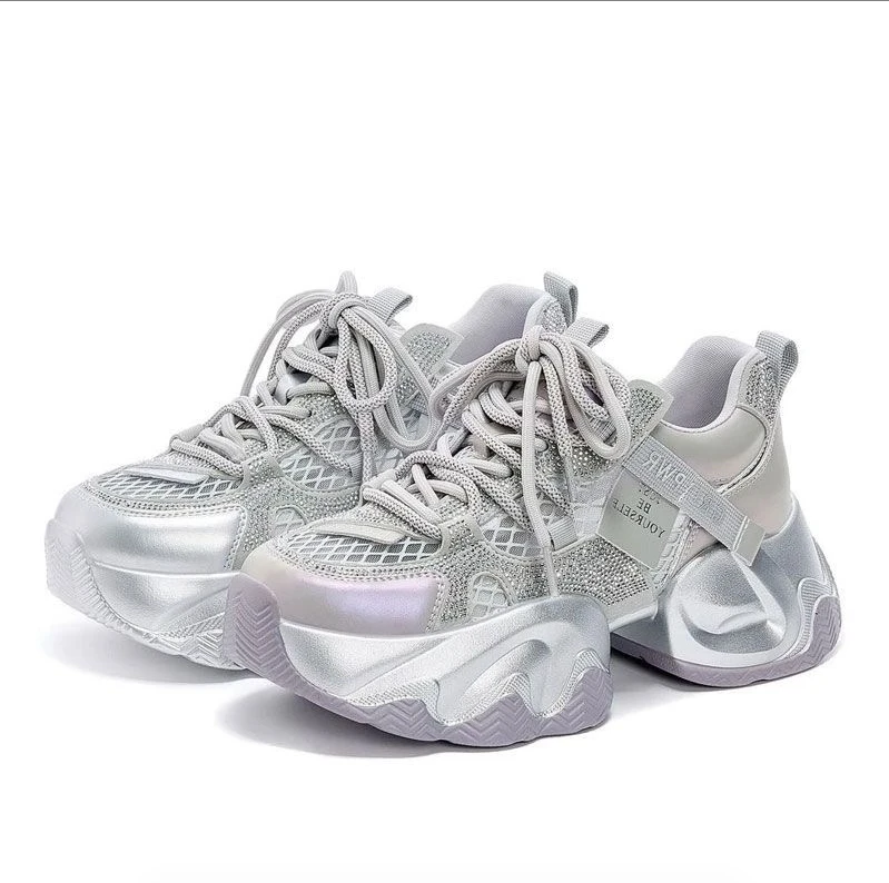 爆款老爹鞋女2025年夏季新款厚底小个子增高百搭透气运动休闲鞋