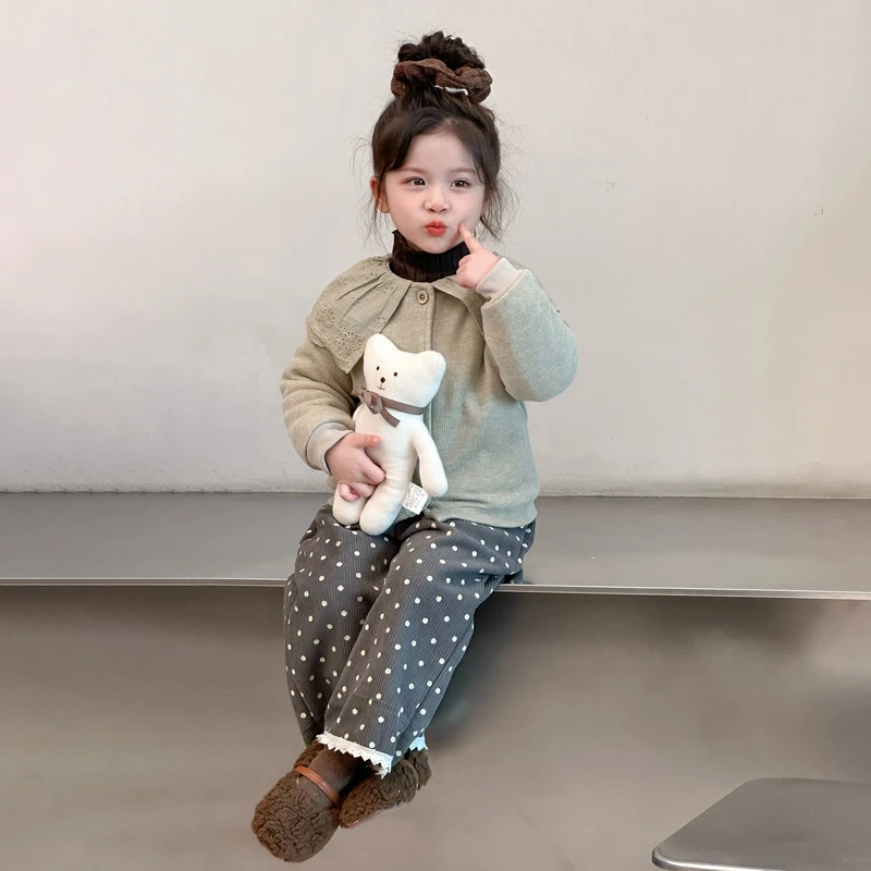 女童2025秋冬时尚儿童新款甜美休闲中小童后背蝴蝶结斗篷毛衣套装