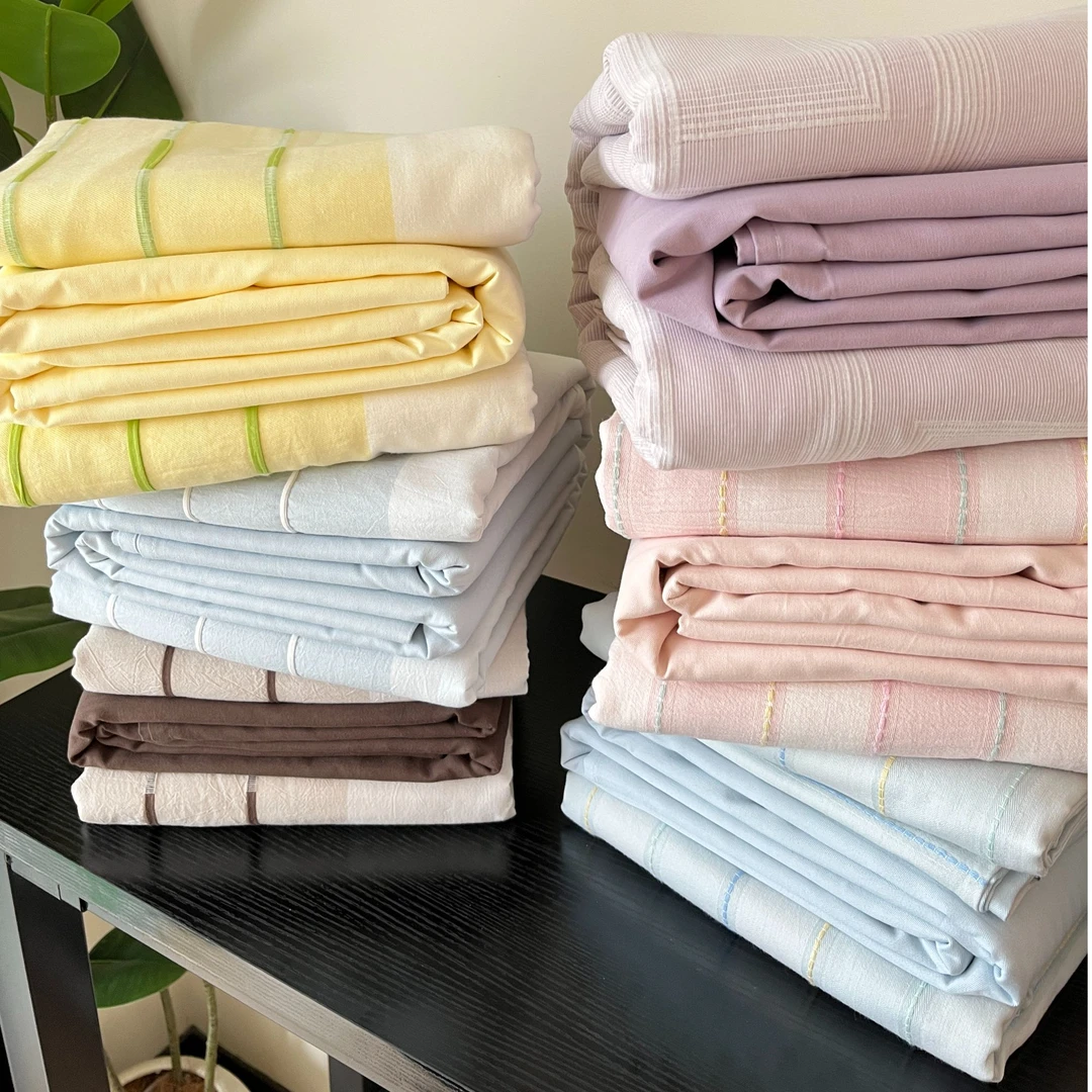 【墨溪】清仓全棉川紗提花套件现代简约奶油风柔软亲肤全棉人字纹