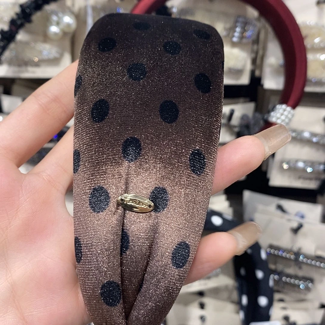 皮质铁合金咖色波点发箍