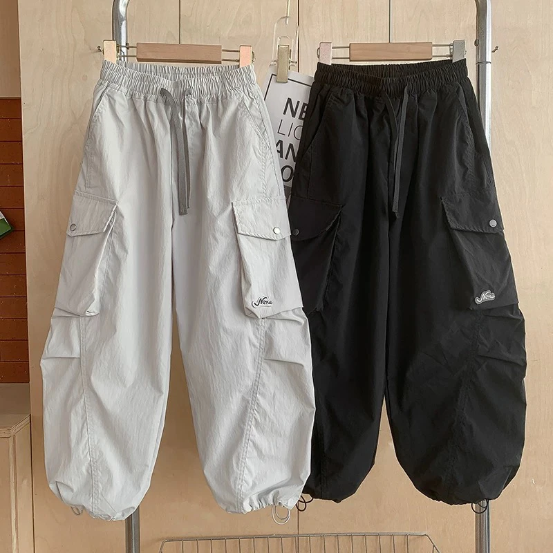 男童工装裤夏季2025新款儿童裤子大童宽松直筒裤薄款男孩运动长裤