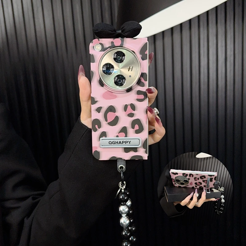 适用oppofindn3手机壳新款findn3套oppo甜酷豹纹ins个性手链女款p