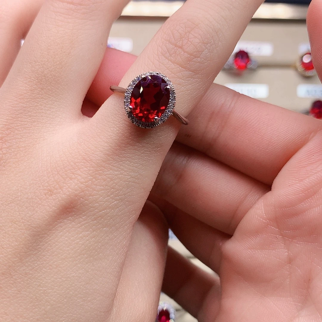 红宝石戒指银S925镶嵌