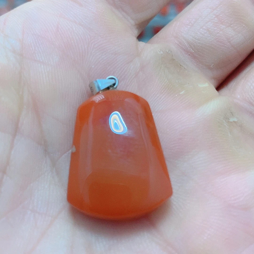 南红玛瑙银S925镶嵌吊坠(不含链)