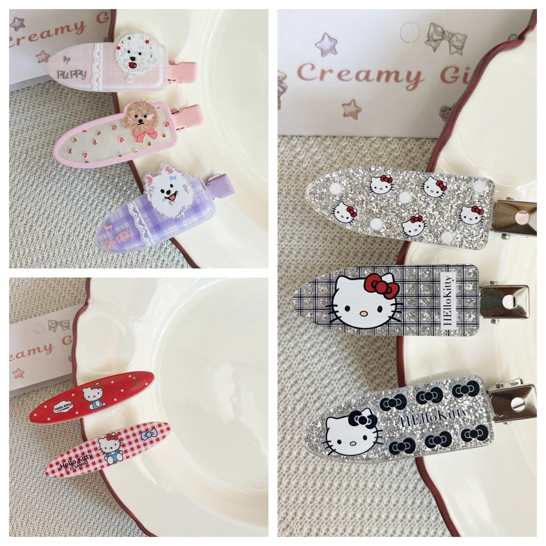 10米飞边夹鸭嘴夹无痕夹网红甜美发饰韩版可爱Kitty发夹发卡ins