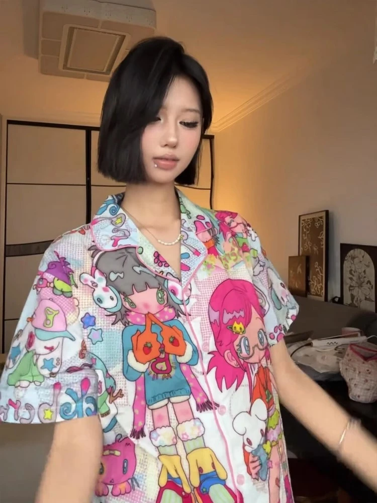 【DMXJ大梦想家】甜美动漫卡通印花睡衣女夏季2025款家居服舒适套装