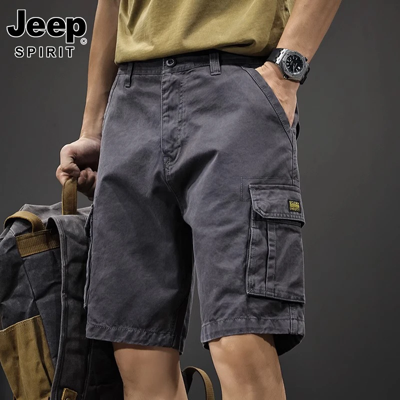 JEEP吉普复古工装短裤男士2025夏季新款多口袋五分裤宽松休闲中裤