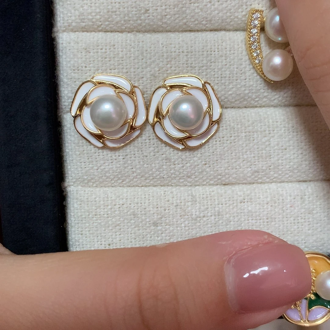 淡水珍珠耳饰合金