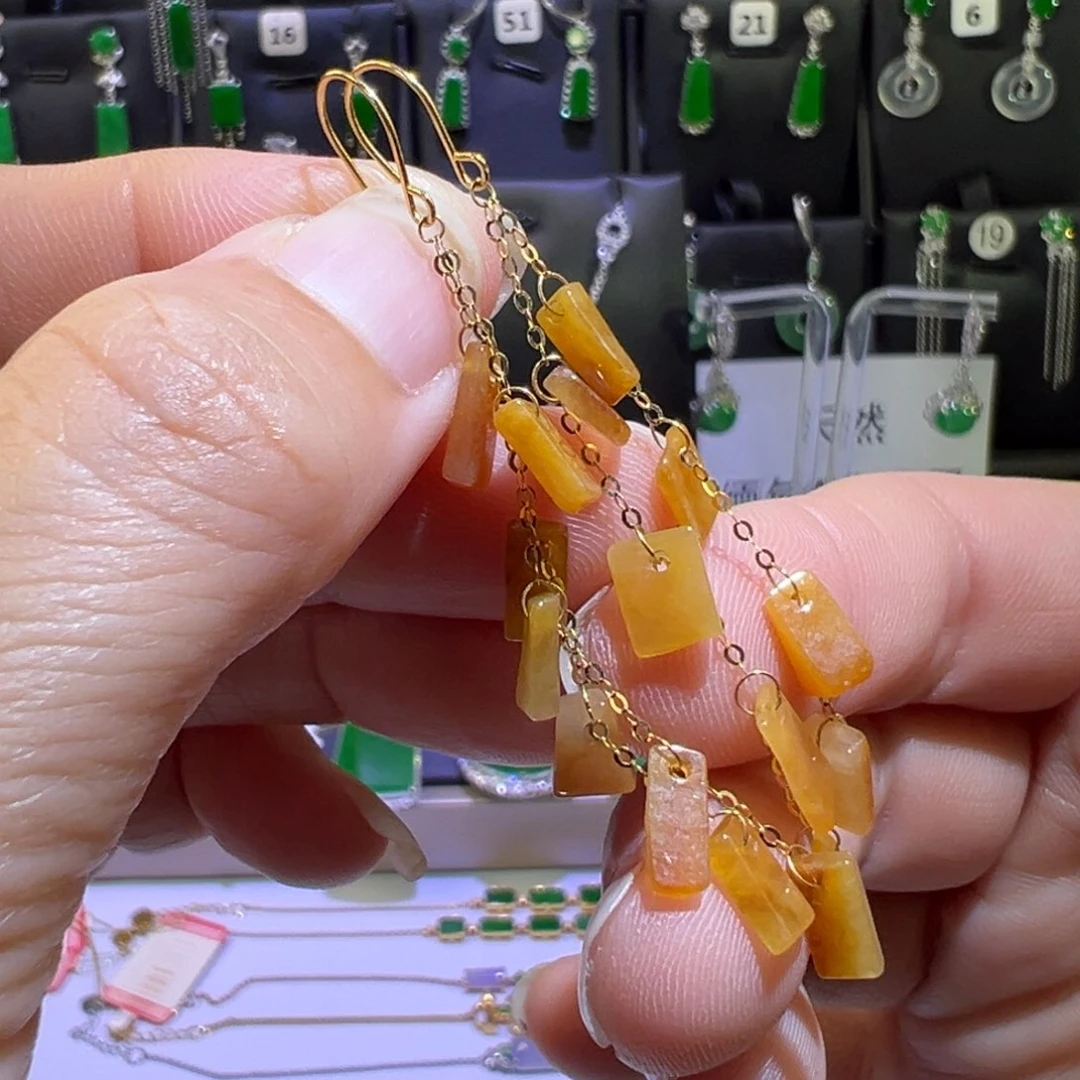 翡翠18K金镶嵌颈饰耳环