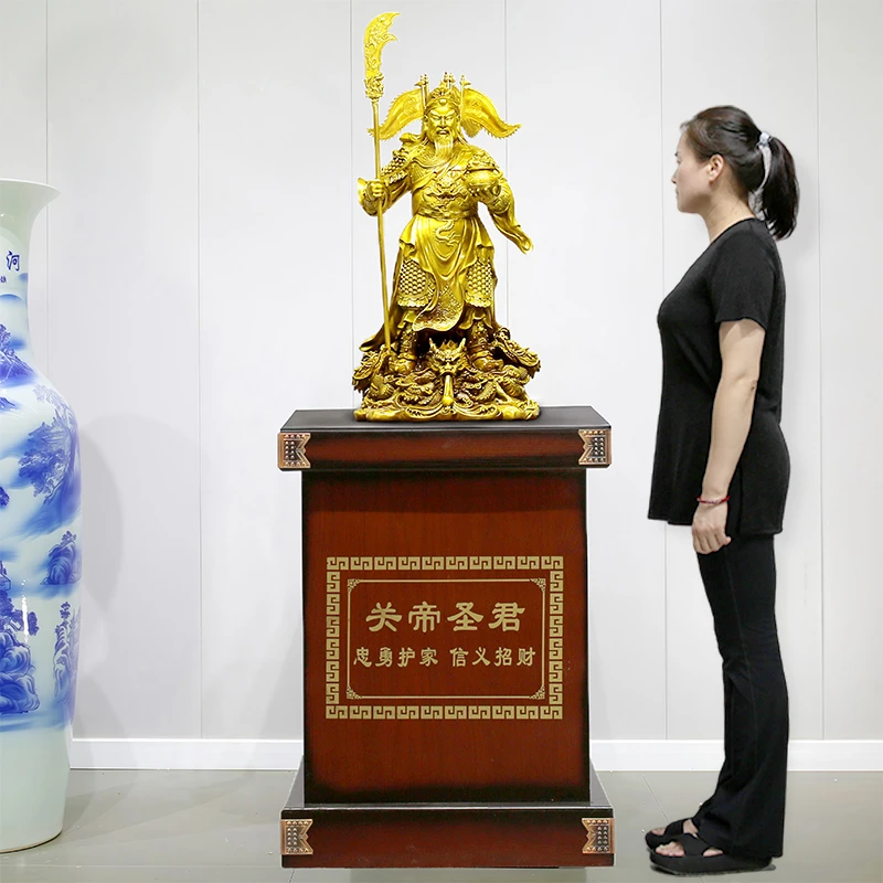 黄铜关公武财神像家居客厅供奉落地店铺饭店开业礼品工厂乔迁贺礼
