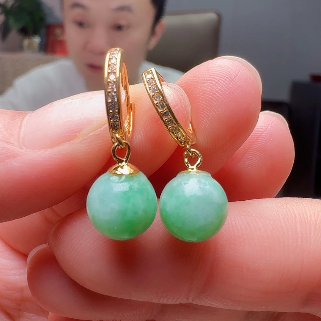 翡翠银S925镶嵌耳饰多样性发货其一