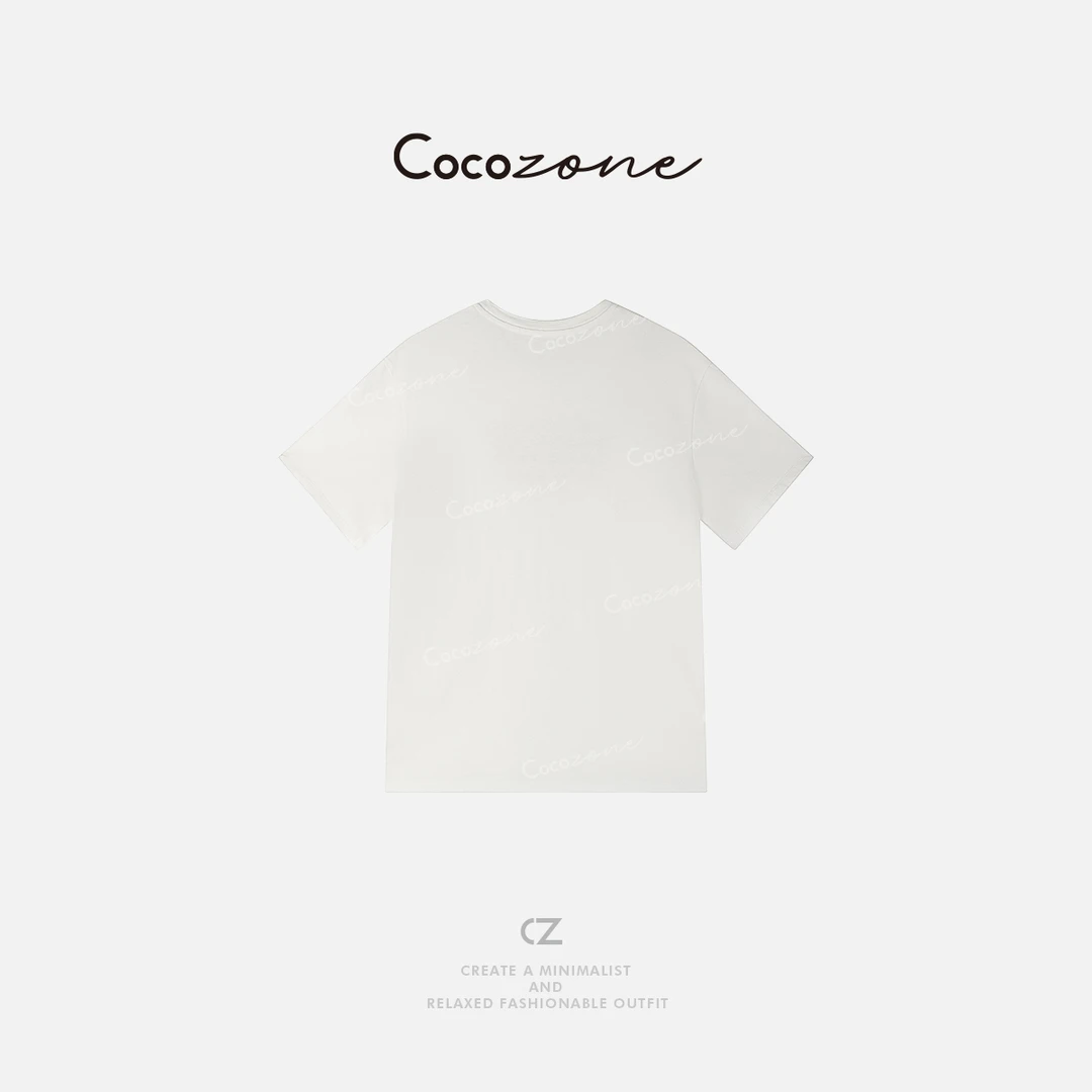 COCO ZONE 刘一一 新款褪色字母数字印花短袖T恤CD2A0036