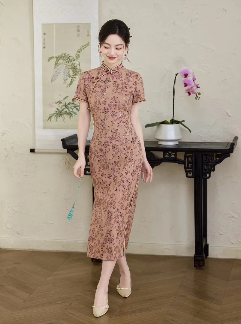 佐妈 25年新款复古民国风年轻款改良文艺少女旗袍裙M-4Xl