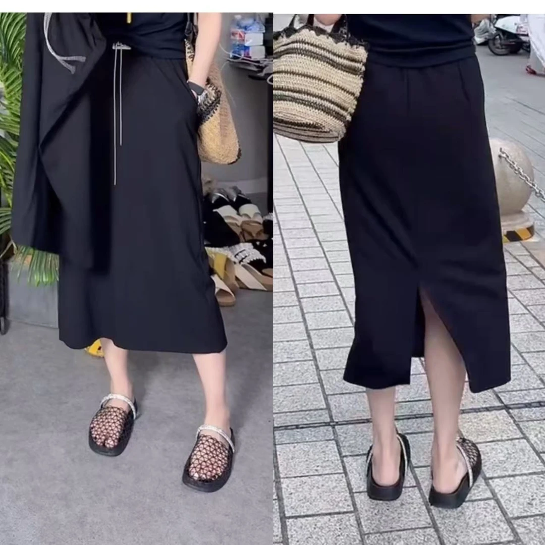 <小勋优选>9621-1 后开叉腰链条洋气半身裙（预售）