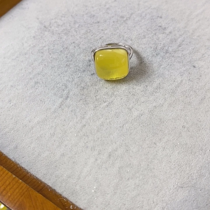 蜜蜡裸石银S925镶嵌戒指