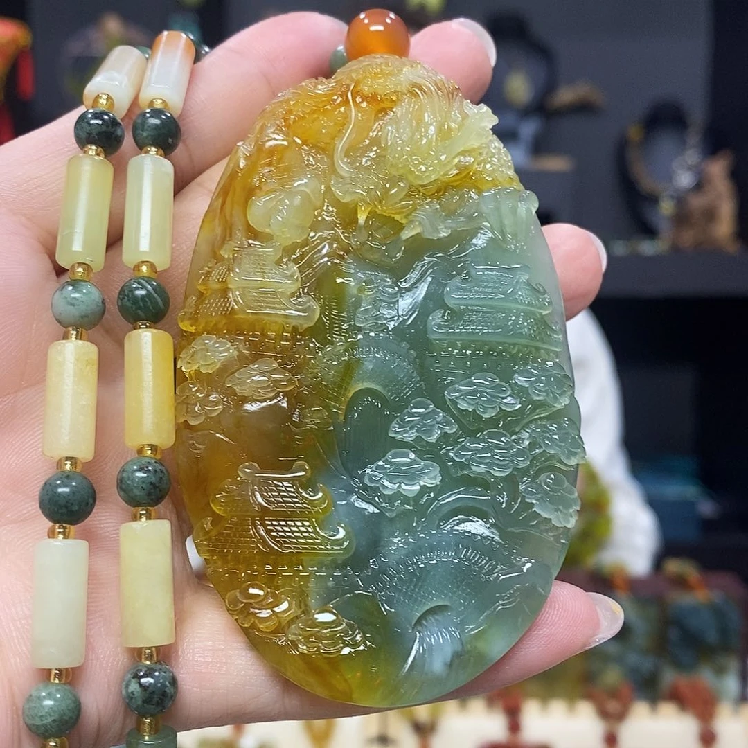 未镶嵌岫玉挂件吊坠项链