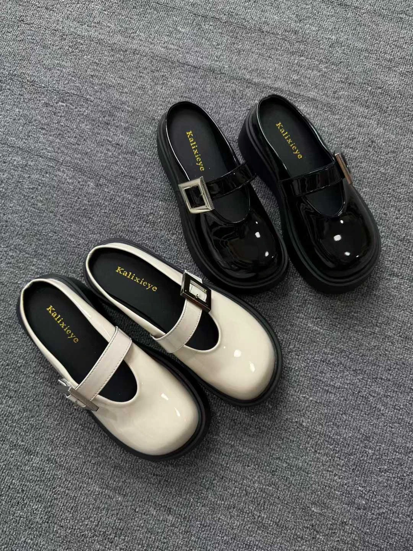 【久心家】KL7830韩漆皮包头纯色包头拖