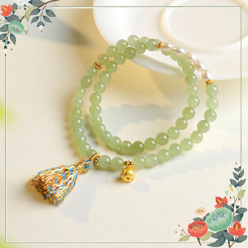 印象眸【欧若新中式】和田玉浅青玉diy设计款手串 多样性发货发一ND