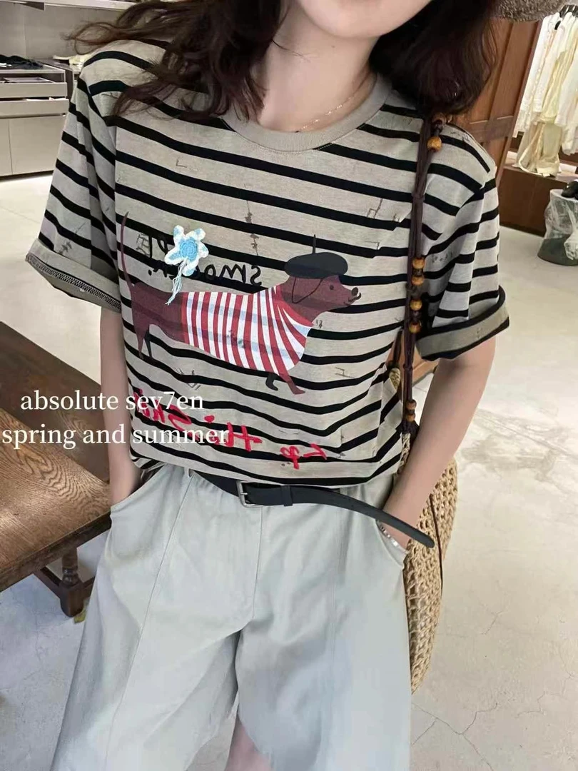 深圳南油高货lp大版T恤短袖韩版通勤卡通动漫圆领显瘦常规款