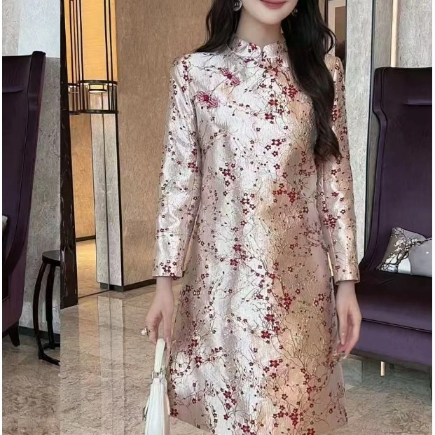 【南油玲姐】粉色长袖连衣裙84880