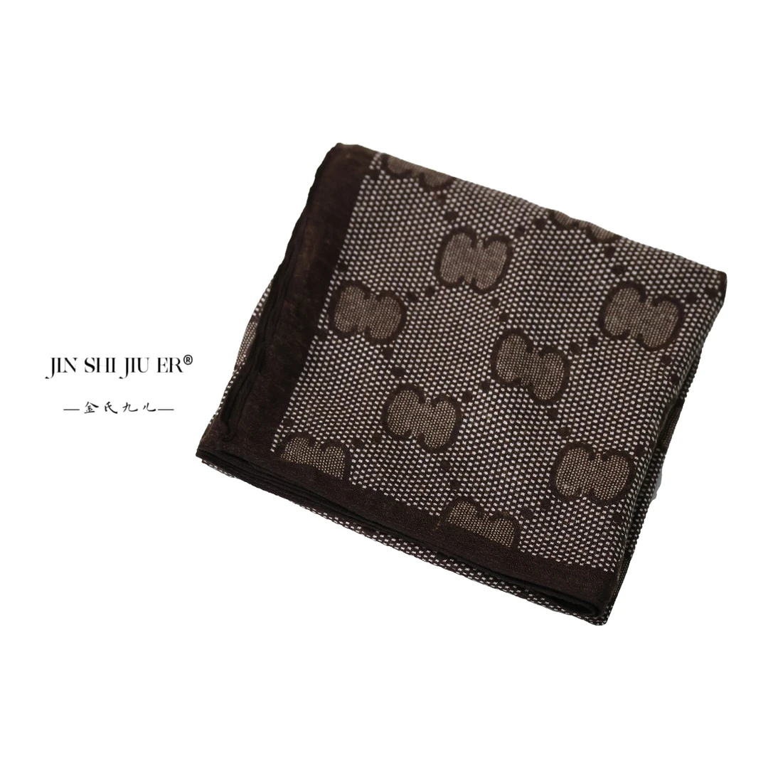 JIUER保暖棕色中古欧美高级感时尚字母围巾21242