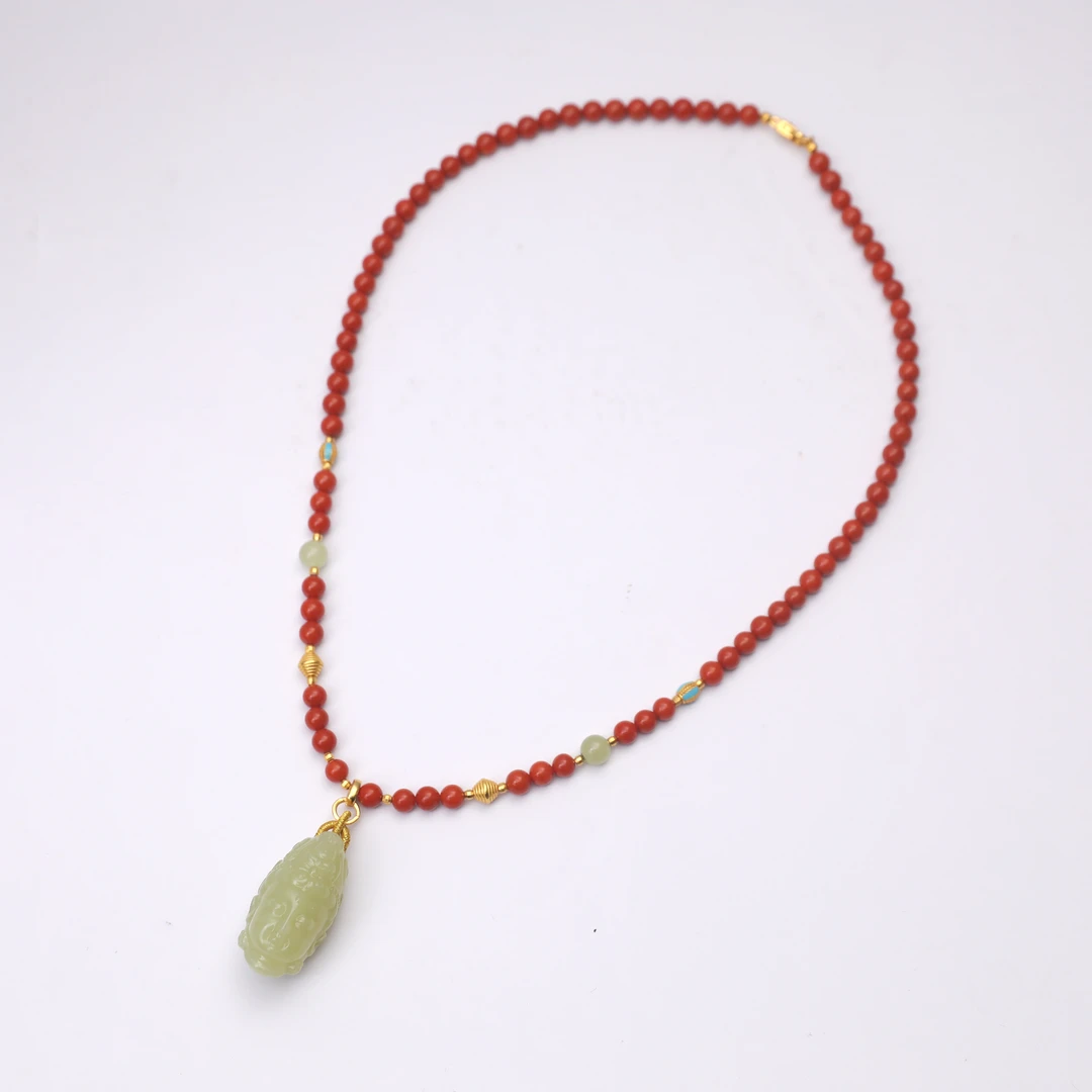 预售新疆和田玉甘黄佛头RB243050尺寸约35mm