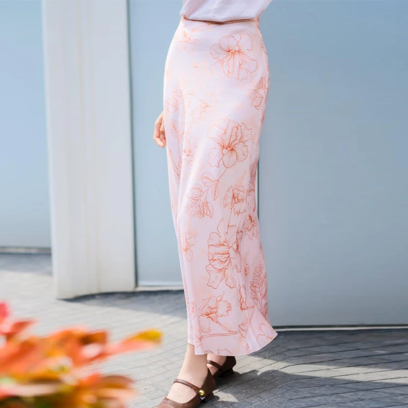 {女装衣橱}商场同款春夏款优雅高腰显瘦时尚垂感半身裙女1200388