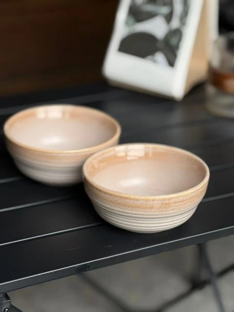 w91 极简风陶瓷饭碗4.5英寸窑变粉碗甜品小碗 微瑕 凑满20发货