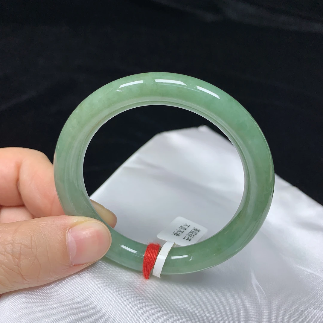 54圈满绿缅甸天然翡翠A货圆条手镯女款时尚百搭平安镯玉镯无裂