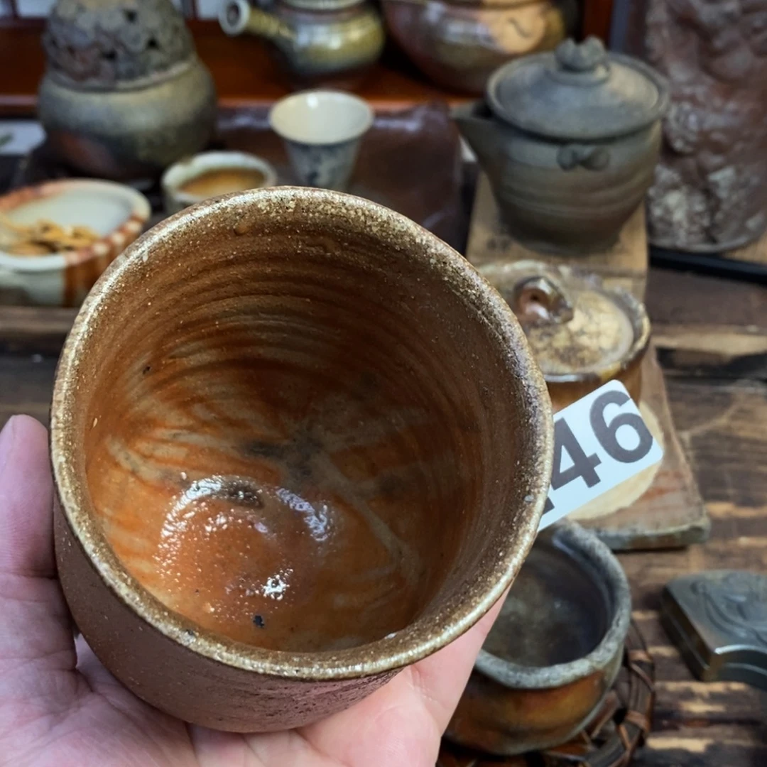 备前烧柴烧茶具各见政峰大杯子