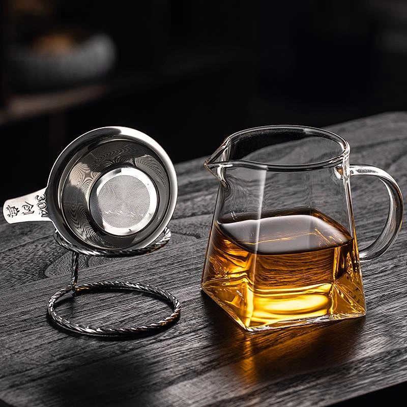 304不锈钢茶漏过滤网公杯套装耐热高硼硅加厚玻璃公道杯分茶